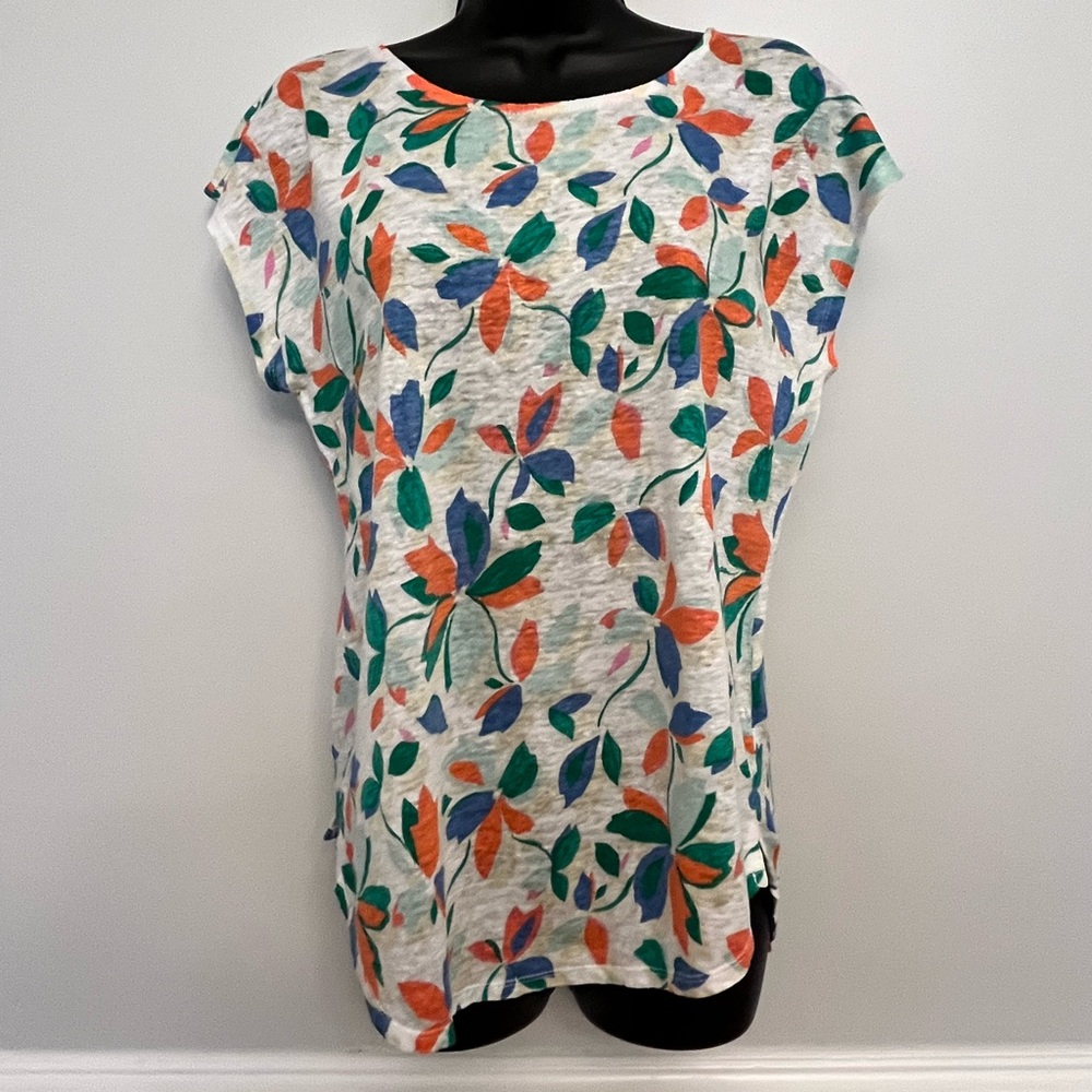 Cynthia Rowley Multicolour Floral Linen T-shirt, Size Medium